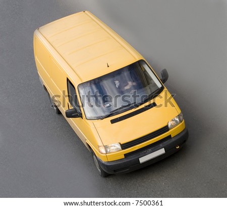 yellow blank delivery van truck of \