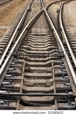 rail road goes to different ways  (focus further to the top end)