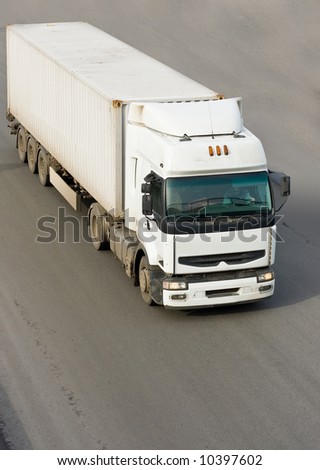 tractor trailer truck isolated on road background  - See similar images of this \