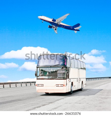 By plane and then by bus