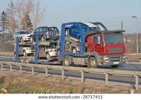 car carrier truck deliver new auto