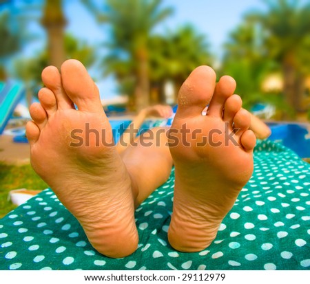 Feet having rest closeup