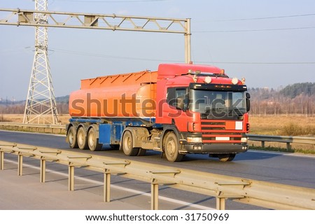 tanker truck on industrial road isolated of my \