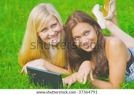 Funny web surfing on the grass