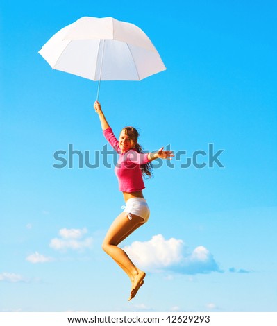 woman flying away