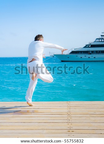 Man Going to Run on Air (to his pretty little yacht)