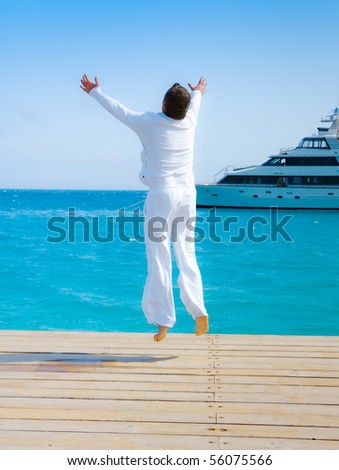 Man Going to Run on Air (to his pretty little yacht)