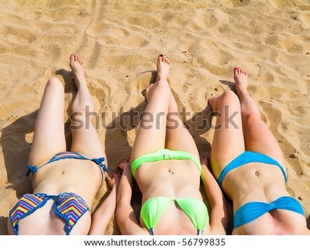 stock photo Tanning girls