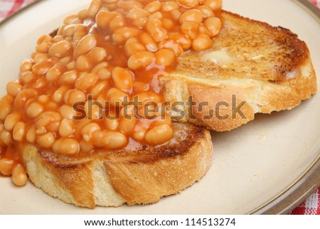 Baked beans on toasted crusty bread.