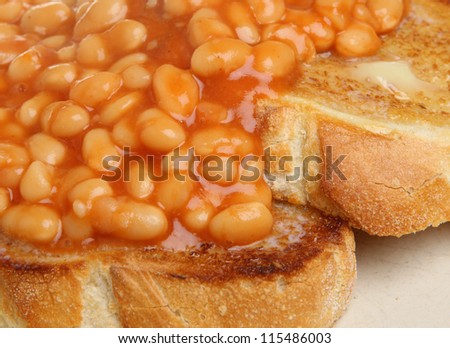 Baked beans on buttered toast