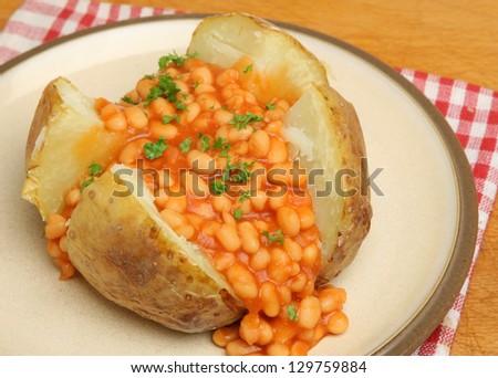 Jacket potato with baked beans.