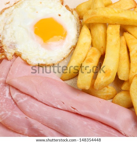 Ham. egg and chips.