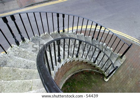 Spiral Stairway with oranamental wrought iron railings. Poole, Dorset,1761