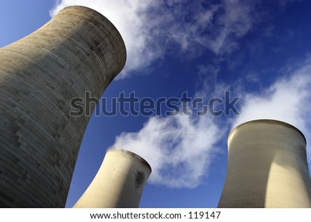 Cooling Towers at an electricity generating station.