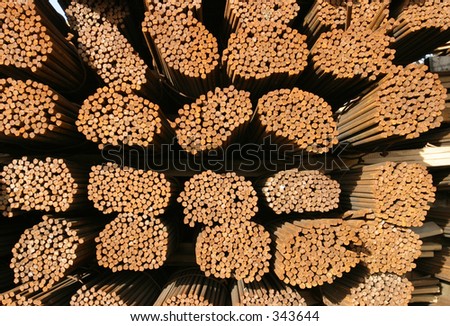 Steel Rods stacked for export, suitable for abstract or background