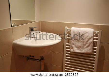 Hand basin and towel