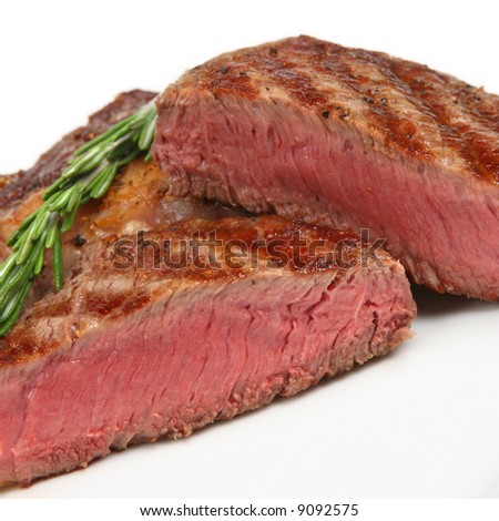 Rare rib-eye steak