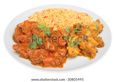 chicken curry with rice. Indian chicken curry with