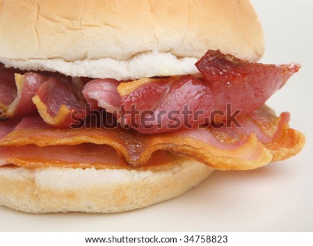 Bacon in a soft white bread roll