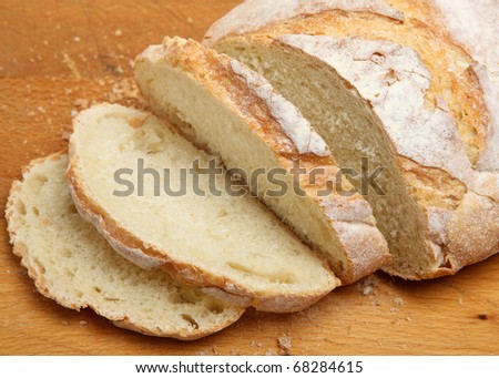 French \'Boule\' loaf, sliced.