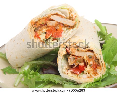 Chicken fajita tortilla wrap sandwich