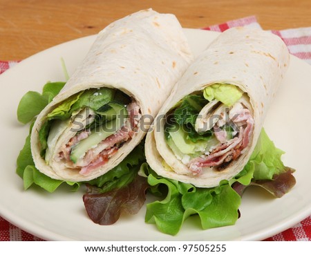 Chicken & bacon caesar wrap sandwich