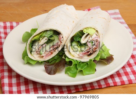 Chicken & bacon in caesar salad wrap sandwich