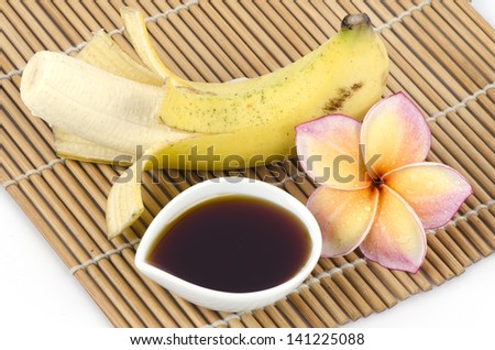 Recipe for skin health mask with banana and honey from nature.