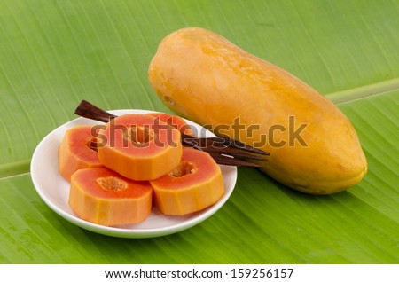 Papaya, Pawpaw, Tree melon (Carica papaya L.) Papaya dessert on plate, Fruits for Healthy Eating.