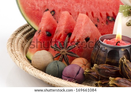 Skin whitening face mask with watermelon.