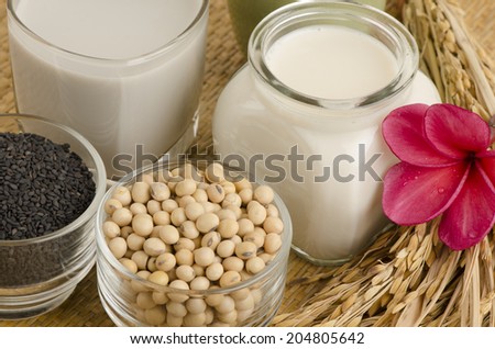 Soy milk ,rice Germ and black sesame seeds