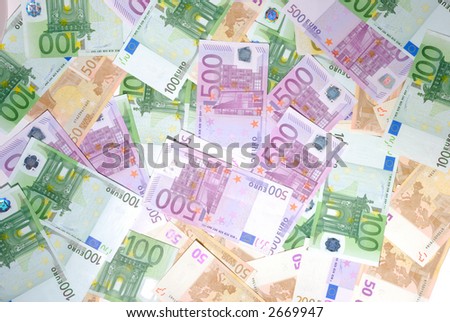 Heap of euro money bills