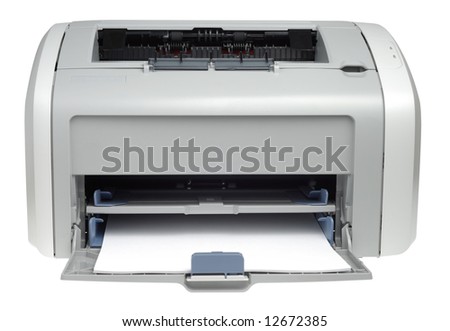 Small office printer isolated with clipping path over white background