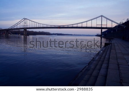 The bridge through the river Dnepr in the Kiev