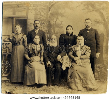 stock photo Russian vintage family portrait beginning XX century