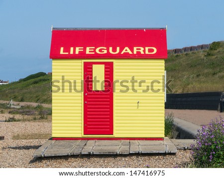 A life guard Hut in Whitstable, Kent, UK