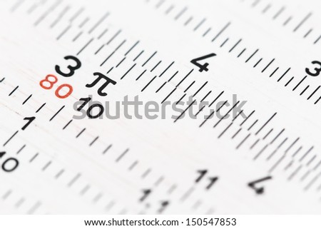 The digits, including Pi on a slide rule