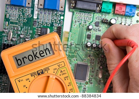 An electronic circuit tester testing a broken