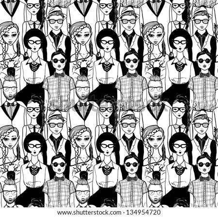 Seamless pattern with hipsters Seamless pattern with hipsters