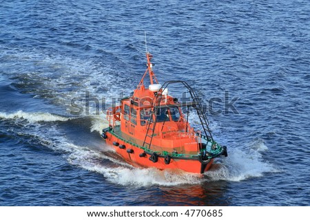 pilot boat on a move in the sea
