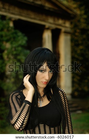 stock photo goth girl with snake eyes