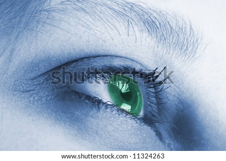 woman eye wide open close-up shot
