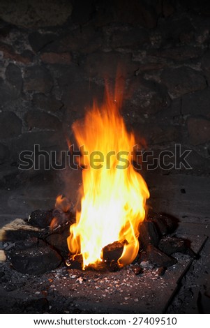 bright fire in blacksmith