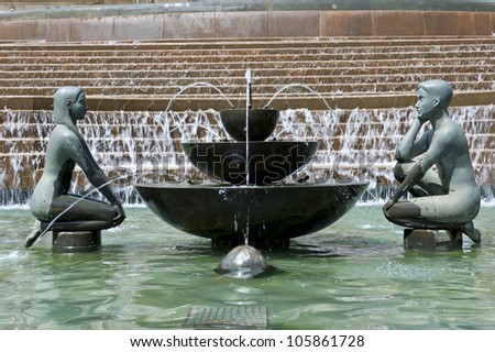 Details of the fountain at Victoria Square in Birmingham (UK).
