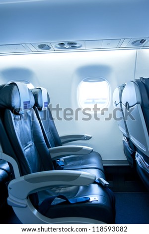 Airplane interior before boarding