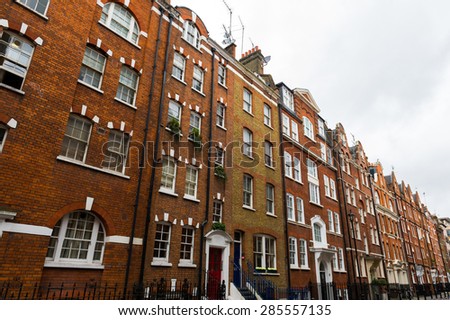 Old residential tenement houses in London.
