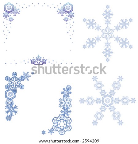 stock vector : snowflake borders and background patterns