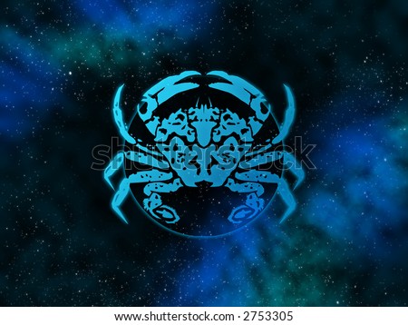 Cancer zodiac sign on nebula background