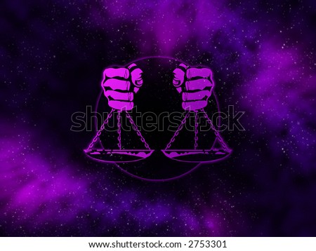 Libra zodiac sign on nebula background