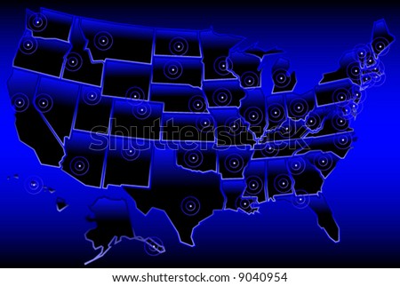 map of 50 states with capitals. stock vector : Vector map of